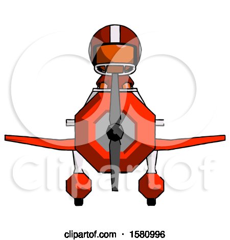 Orange Football Player Man in Geebee Stunt Plane Front View by Leo Blanchette