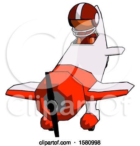 Orange Football Player Man in Geebee Stunt Plane Descending Front Angle View by Leo Blanchette