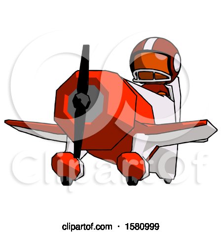 Orange Football Player Man Flying in Geebee Stunt Plane Viewed from Below by Leo Blanchette