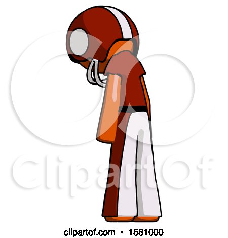 Orange Football Player Man Depressed with Head Down, Back to Viewer, Left by Leo Blanchette