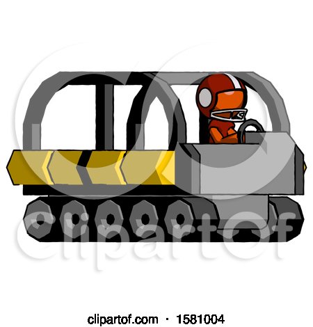 Orange Football Player Man Driving Amphibious Tracked Vehicle Side Angle View by Leo Blanchette