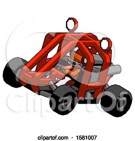 Orange Football Player Man Riding Sports Buggy Side Top Angle View by Leo Blanchette