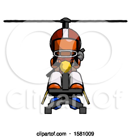 Orange Football Player Man Flying in Gyrocopter Front View by Leo Blanchette