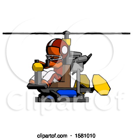 Orange Football Player Man Flying in Gyrocopter Front Side Angle View by Leo Blanchette