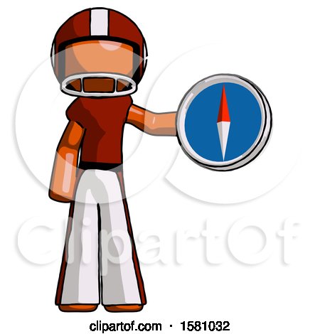 Orange Football Player Man Holding a Large Compass by Leo Blanchette