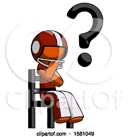 Orange Football Player Man Question Mark Concept, Sitting on Chair Thinking by Leo Blanchette