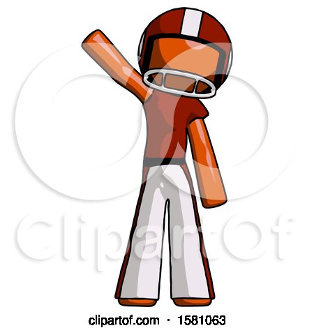 Orange Football Player Man Waving Emphatically with Right Arm by Leo Blanchette