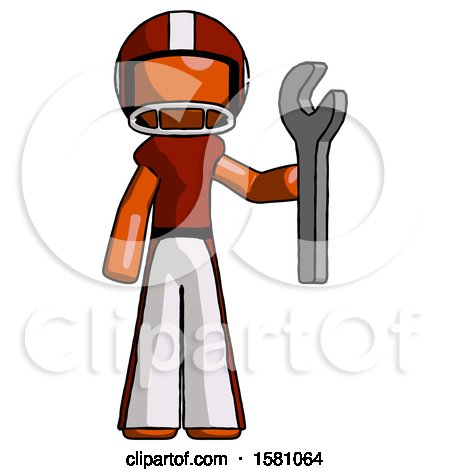 Orange Football Player Man Holding Wrench Ready to Repair or Work by Leo Blanchette