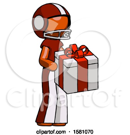 Orange Football Player Man Giving a Present by Leo Blanchette