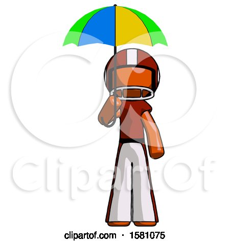 Orange Football Player Man Holding Umbrella Rainbow Colored by Leo Blanchette