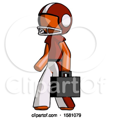 Orange Football Player Man Walking with Briefcase to the Left by Leo Blanchette