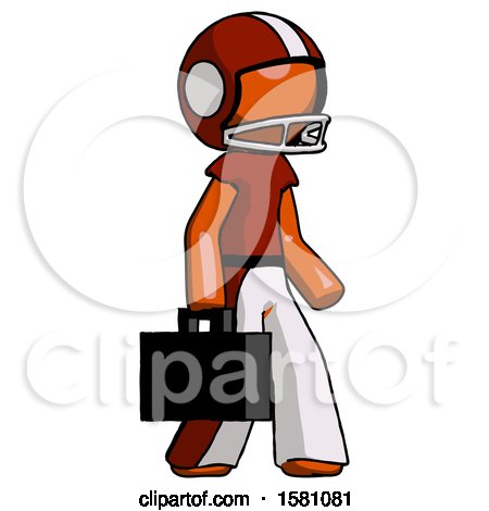 Orange Football Player Man Walking with Briefcase to the Right by Leo Blanchette
