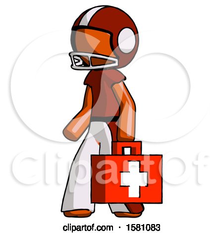 Orange Football Player Man Walking with Medical Aid Briefcase to Left by Leo Blanchette