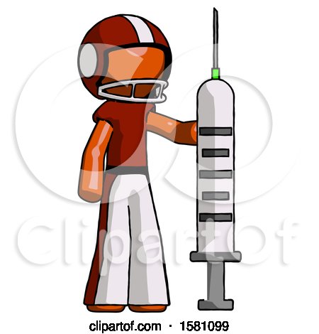 Orange Football Player Man Holding Large Syringe by Leo Blanchette