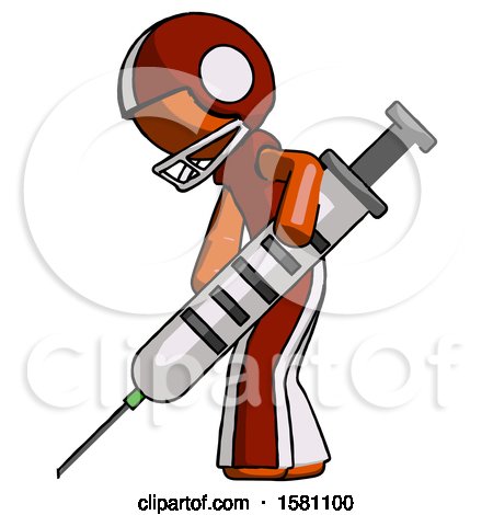 Orange Football Player Man Using Syringe Giving Injection by Leo Blanchette