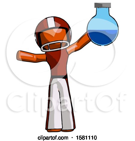 Orange Football Player Man Holding Large Round Flask or Beaker by Leo Blanchette