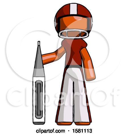 Orange Football Player Man Standing with Large Thermometer by Leo Blanchette