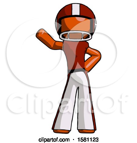 Orange Football Player Man Waving Right Arm with Hand on Hip by Leo Blanchette