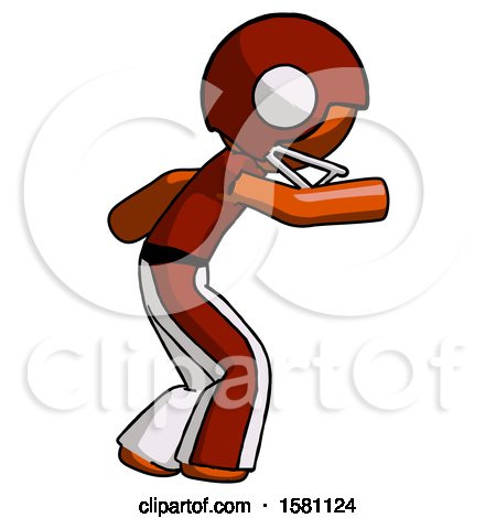 Orange Football Player Man Sneaking While Reaching for Something by Leo Blanchette