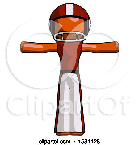 Orange Football Player Man T-Pose Arms up Standing by Leo Blanchette