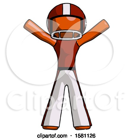 Orange Football Player Man Surprise Pose, Arms and Legs out by Leo Blanchette