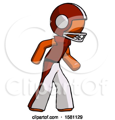 Orange Football Player Man Suspense Action Pose Facing Right by Leo Blanchette