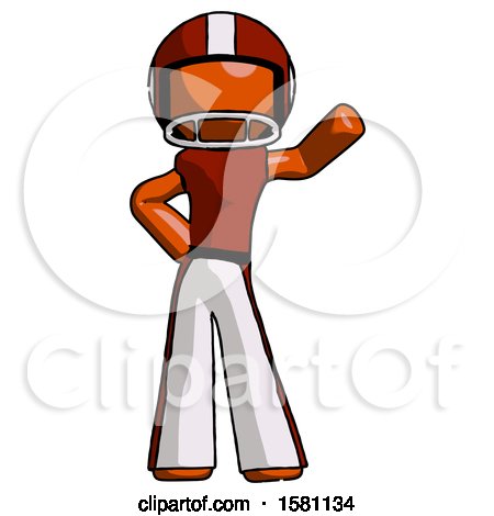 Orange Football Player Man Waving Left Arm with Hand on Hip by Leo Blanchette