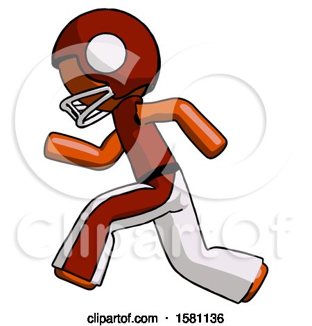 Orange Football Player Man Running Fast Left by Leo Blanchette