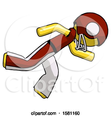 Yellow Football Player Man Running While Falling down by Leo Blanchette