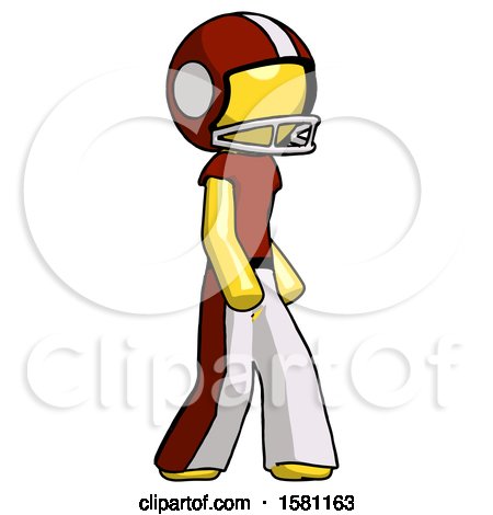 Yellow Football Player Man Walking Turned Right Front View by Leo Blanchette