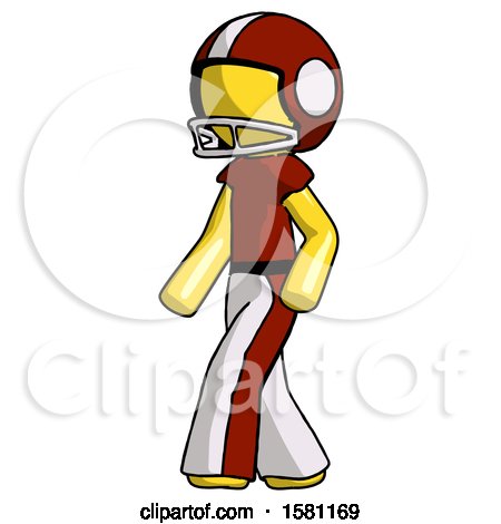 Yellow Football Player Man Man Walking Turned Left Front View by Leo Blanchette