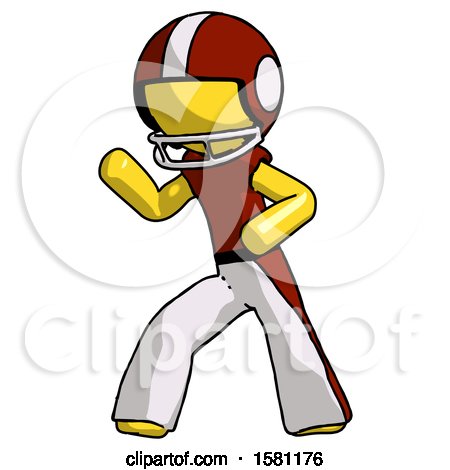 Yellow Football Player Man Martial Arts Defense Pose Left by Leo Blanchette