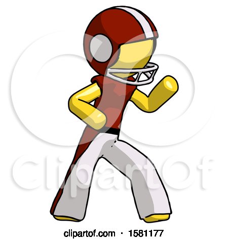 Yellow Football Player Man Martial Arts Defense Pose Right by Leo Blanchette