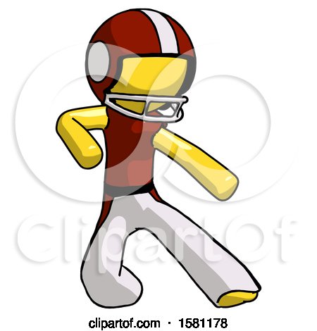 Yellow Football Player Man Karate Defense Pose Right by Leo Blanchette
