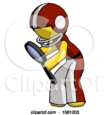Yellow Football Player Man Inspecting with Large Magnifying Glass Left by Leo Blanchette