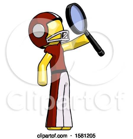 Yellow Football Player Man Inspecting with Large Magnifying Glass Facing up by Leo Blanchette