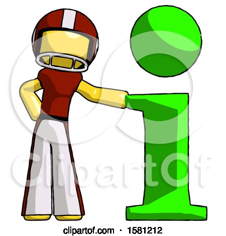 Yellow Football Player Man with Info Symbol Leaning up Against It by Leo Blanchette