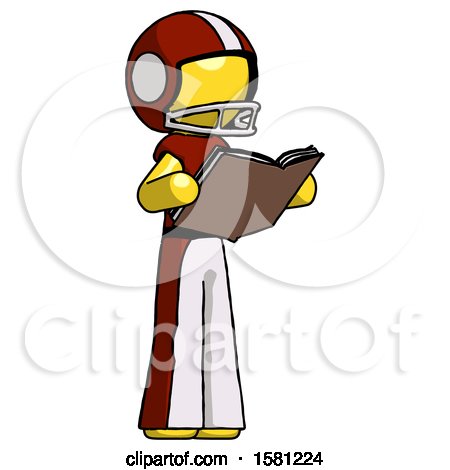 Yellow Football Player Man Reading Book While Standing up Facing Away by Leo Blanchette