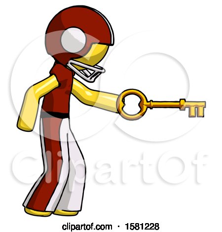 Yellow Football Player Man with Big Key of Gold Opening Something by Leo Blanchette