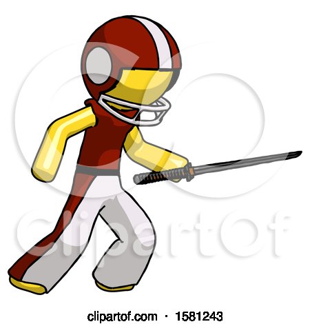Yellow Football Player Man Stabbing with Ninja Sword Katana by Leo Blanchette