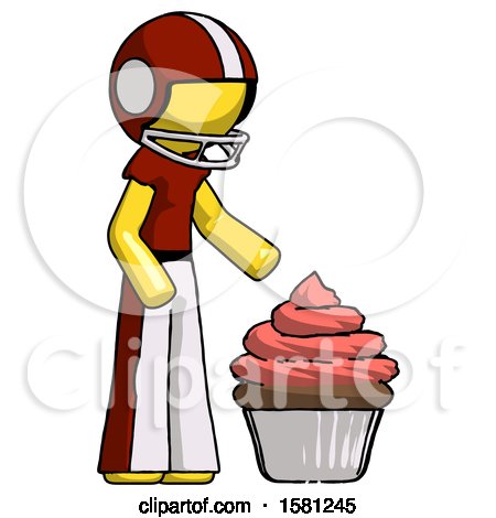 Yellow Football Player Man with Giant Cupcake Dessert by Leo Blanchette