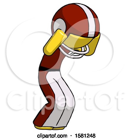 Yellow Football Player Man with Headache or Covering Ears Turned to His Right by Leo Blanchette