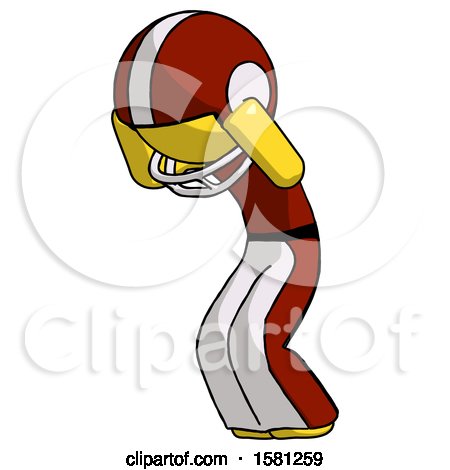 Yellow Football Player Man with Headache or Covering Ears Turned to His Left by Leo Blanchette