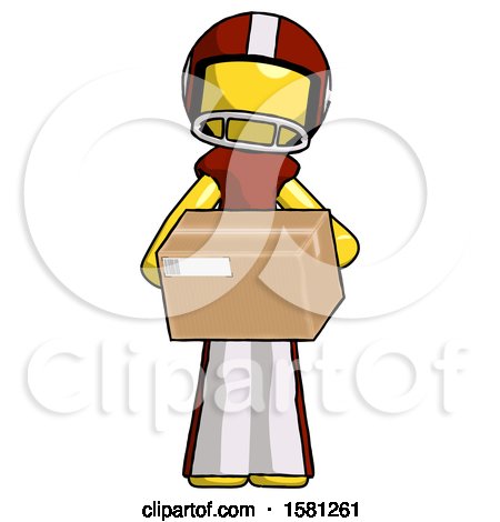 Yellow Football Player Man Holding Box Sent or Arriving in Mail by Leo Blanchette