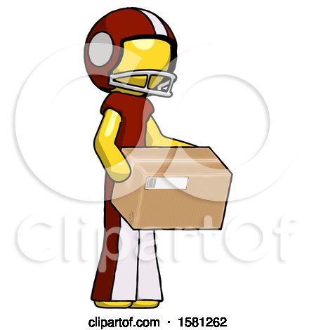 Yellow Football Player Man Holding Package to Send or Recieve in Mail by Leo Blanchette