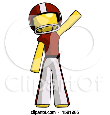 Yellow Football Player Man Waving Emphatically with Left Arm by Leo Blanchette