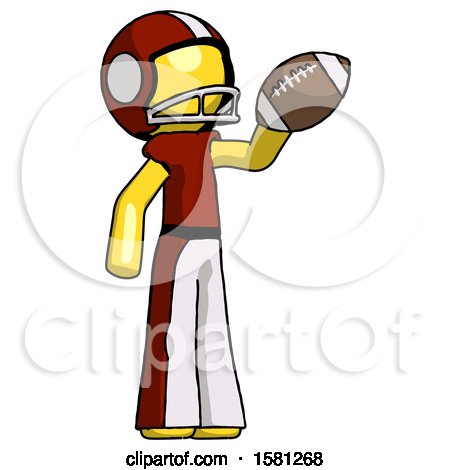 Yellow Football Player Man Holding Football up by Leo Blanchette