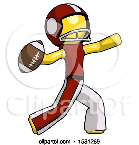 Yellow Football Player Man Throwing Football by Leo Blanchette