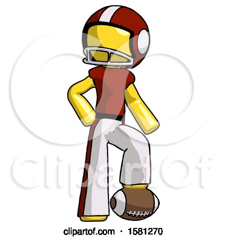 Yellow Football Player Man Standing with Foot on Football by Leo Blanchette