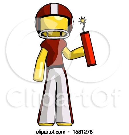 Yellow Football Player Man Holding Dynamite with Fuse Lit by Leo Blanchette